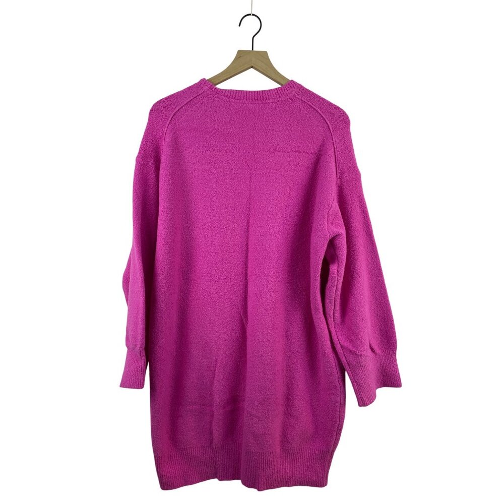 Anthropologie Daily Practice Womens Medium Oversiz Fuschia Boucle Sweater Dress - Picture 7 of 9